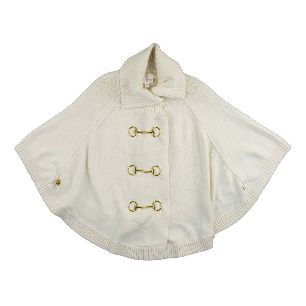 Julie Brown NYC Poncho Women's Size S Cream Horsebit Sweater Cape Equestrian - Picture 2 of 8